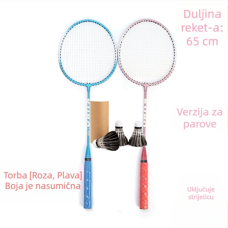 Raketa za badminton za odrasle i djecu, okvir od titanijskog legura, iznimno tvrda, direktan udarac, pogodna za badminton i tenis, težina 95-100 g