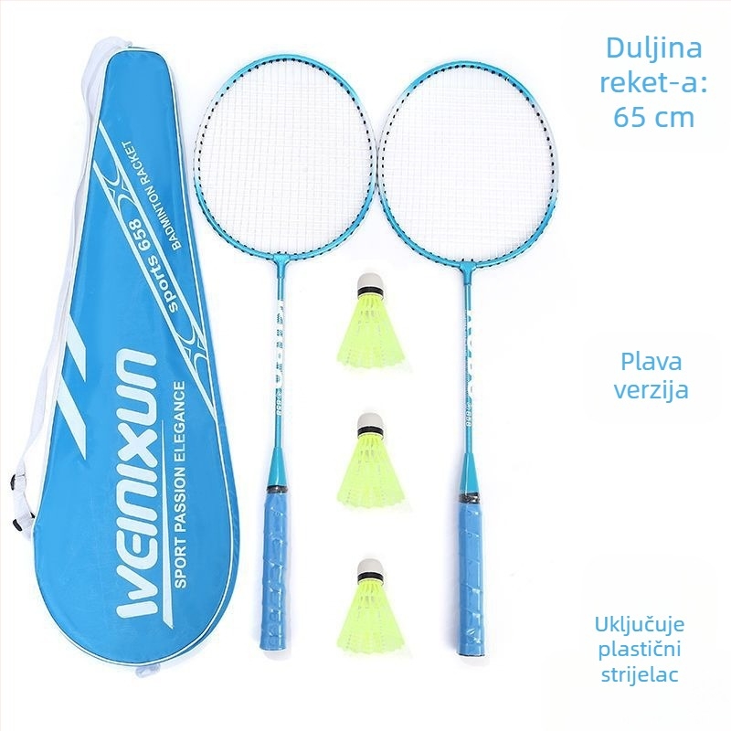 Raketa za badminton za odrasle i djecu, okvir od titanijskog legura, iznimno tvrda, direktan udarac, pogodna za badminton i tenis, težina 95-100 g