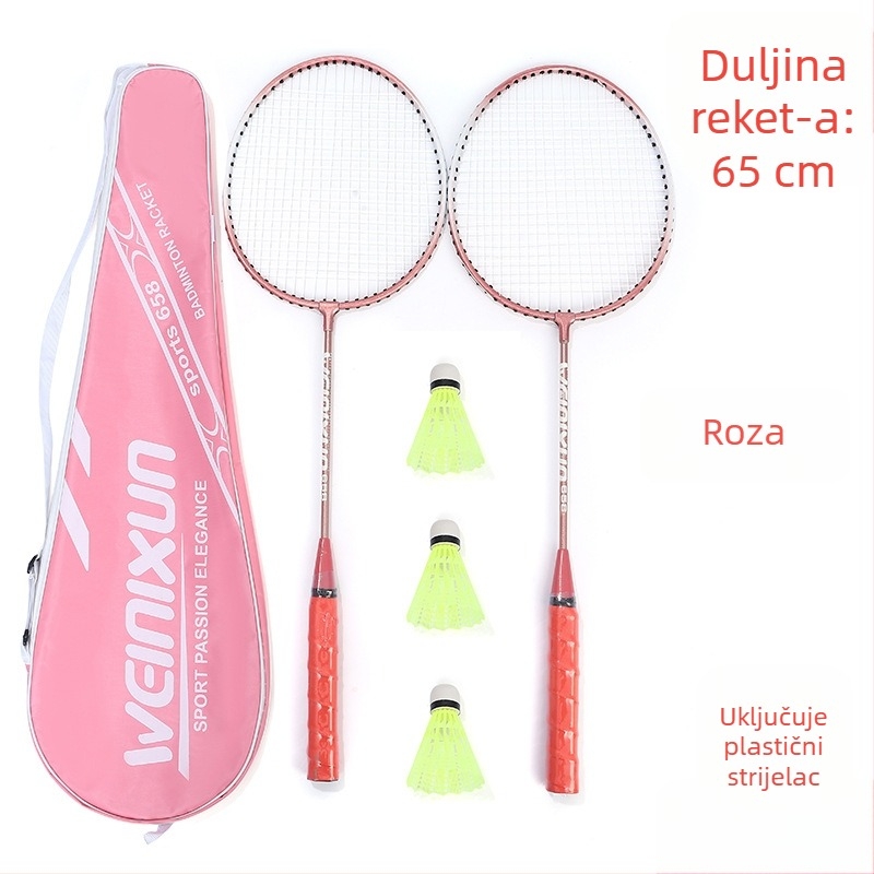 Raketa za badminton za odrasle i djecu, okvir od titanijskog legura, iznimno tvrda, direktan udarac, pogodna za badminton i tenis, težina 95-100 g