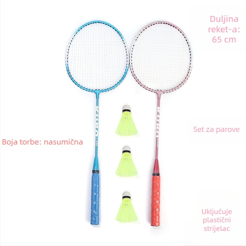 Raketa za badminton za odrasle i djecu, okvir od titanijskog legura, iznimno tvrda, direktan udarac, pogodna za badminton i tenis, težina 95-100 g