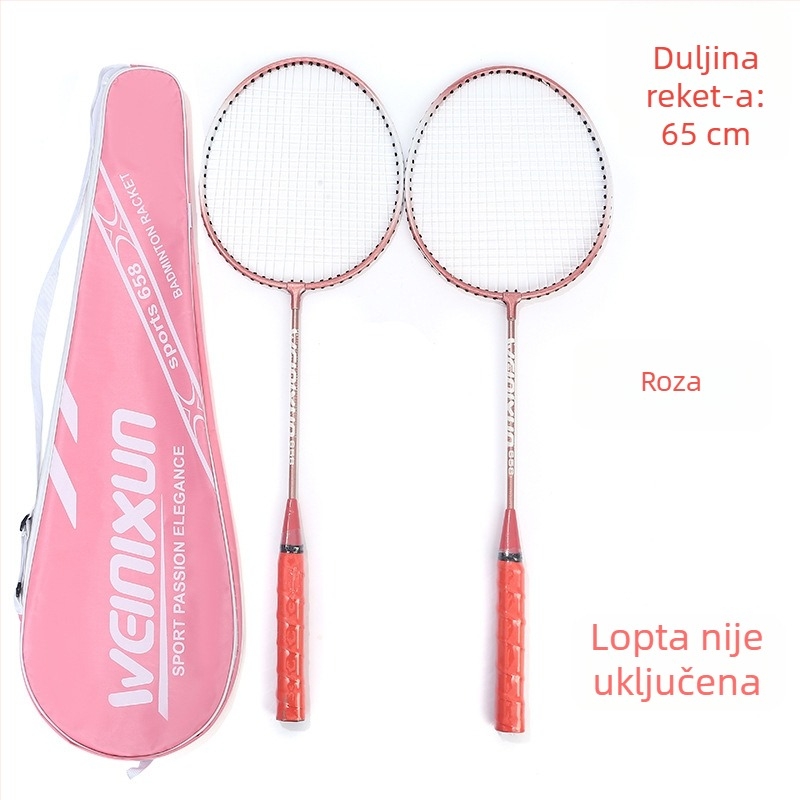 Raketa za badminton za odrasle i djecu, okvir od titanijskog legura, iznimno tvrda, direktan udarac, pogodna za badminton i tenis, težina 95-100 g