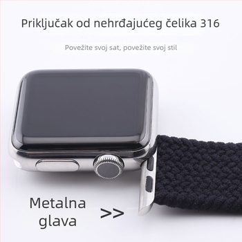 Najlon pletena narukvica s jednim kružnim zatvaračem za Apple Watch Series 8/7/6, modni dizajn