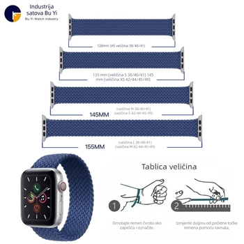 Najlon pletena narukvica s jednim kružnim zatvaračem za Apple Watch Series 8/7/6, modni dizajn