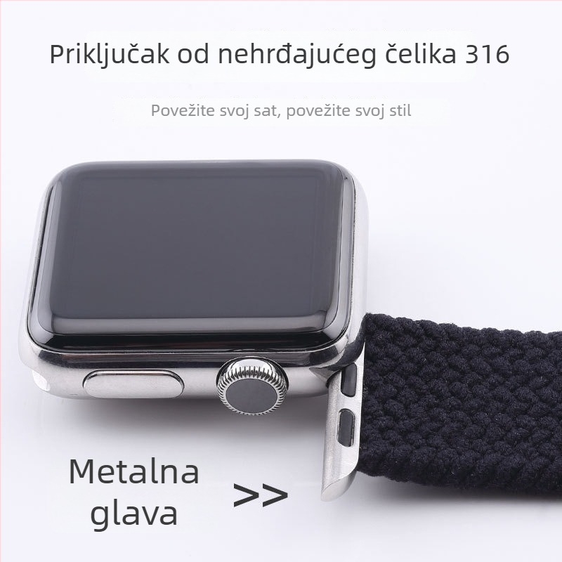 Najlon pletena narukvica s jednim kružnim zatvaračem za Apple Watch Series 8/7/6, modni dizajn