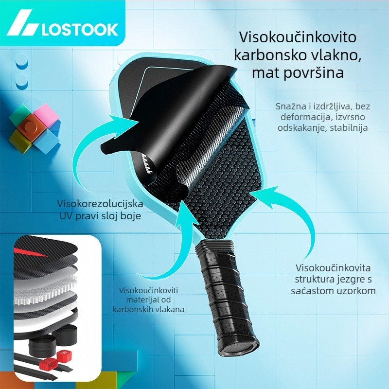Lostock pickleball raketa za djecu, od staklena vlakna, početnik, 280 g