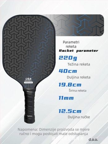 Fiberglass pickleball set paddle za odrasle i djecu, Kaiyi, 220 g, materijal: fiberglass