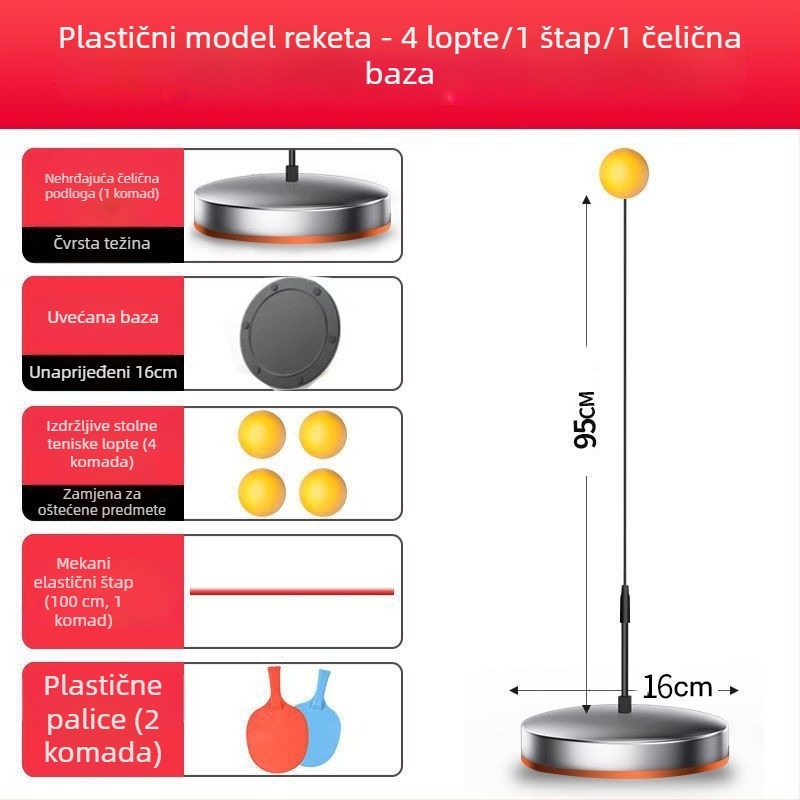 Unutarnji trener za stolni tenis, od nehrđajućeg čelika, za učenike, samostalno vježbanje, obrazovna igračka.
