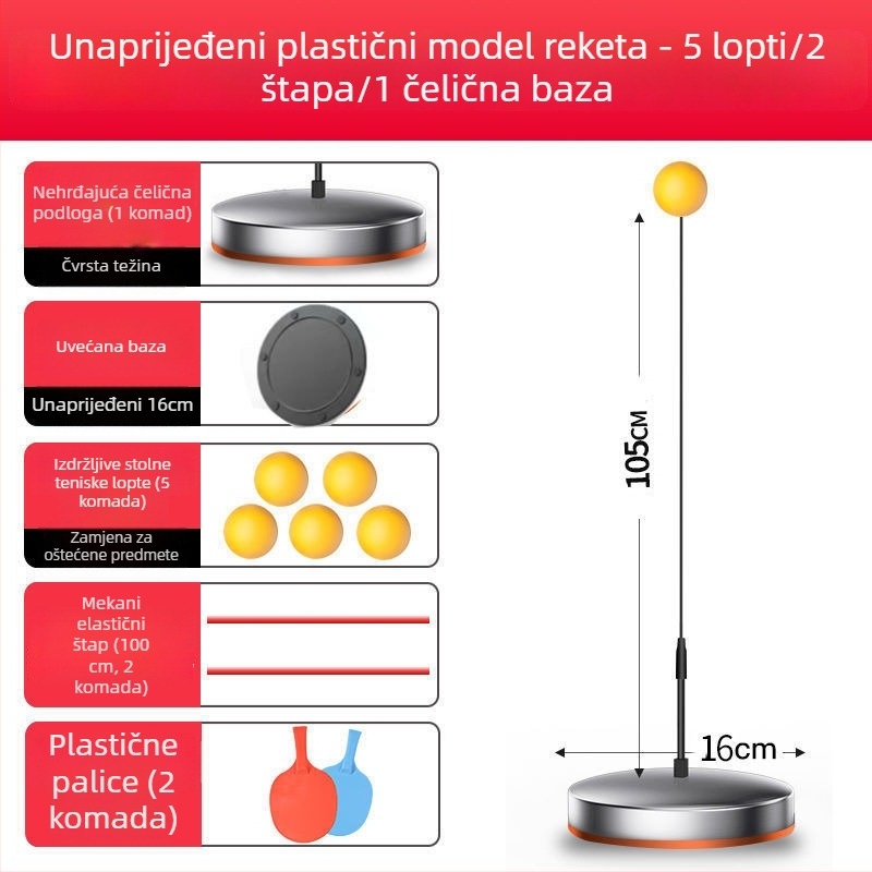 Unutarnji trener za stolni tenis, od nehrđajućeg čelika, za učenike, samostalno vježbanje, obrazovna igračka.