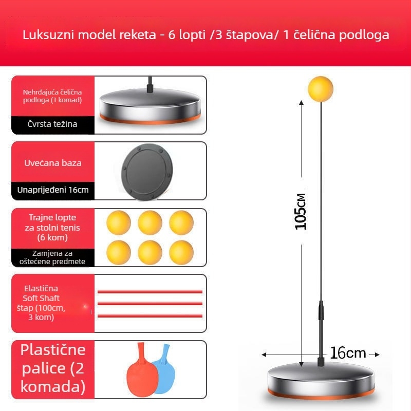 Unutarnji trener za stolni tenis, od nehrđajućeg čelika, za učenike, samostalno vježbanje, obrazovna igračka.