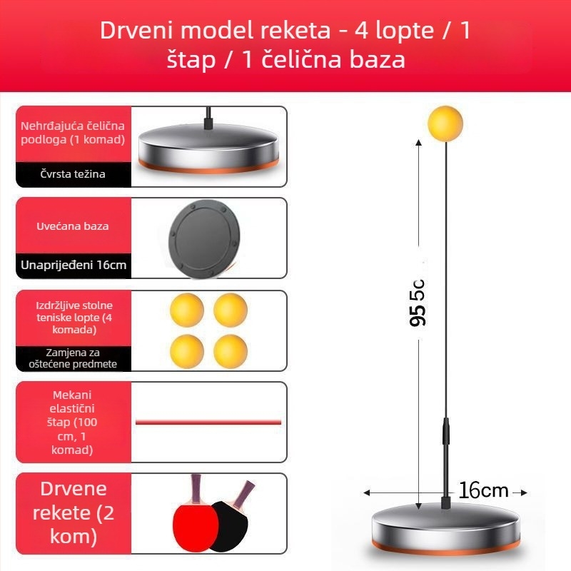 Unutarnji trener za stolni tenis, od nehrđajućeg čelika, za učenike, samostalno vježbanje, obrazovna igračka.