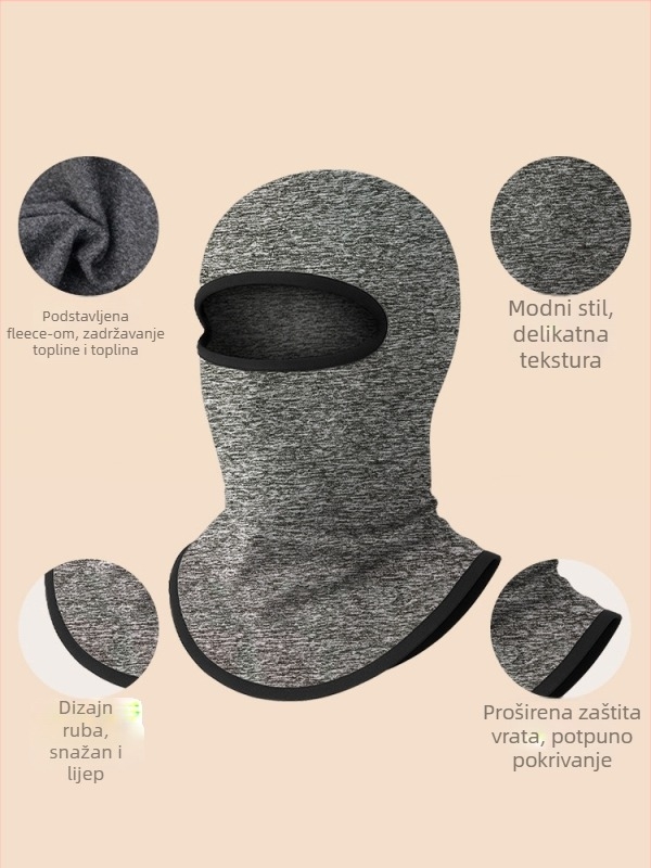 Cjelovita maska za vožnju biciklom u jesen-zimu, kapuljača i vrat u jednom, poliester, za odrasle, stil: vježbanje, namjena: biciklizam, mogućnost prilagođavanja, Makino fox