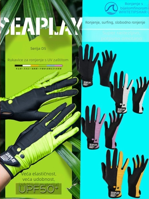 D5 ronilačke rukavice s UV zaštitom – Model D5, Materijal: Drugi, Brend: Drugi, Pogodno za slobodno ronjenje i surfanje