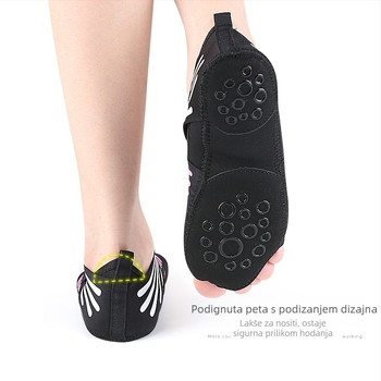 Unutarnje tenisice za jogu s pet prstiju i otvorenim prstom, protupadna gumena potplat, niski gornji dio, gornji materijal: sintetička koža