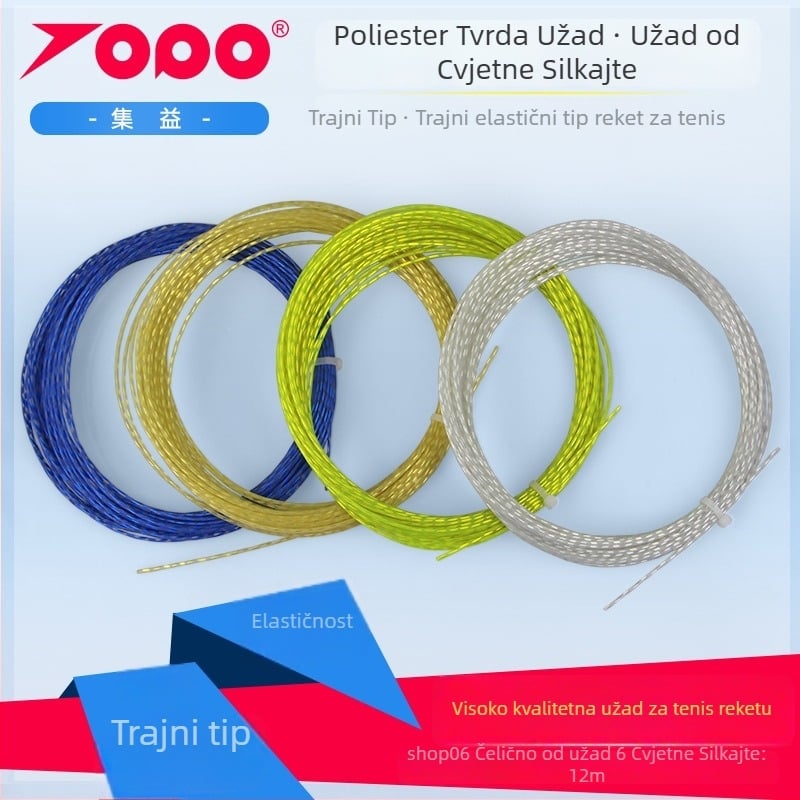 Poliesterske strune za reketa – otporne na udarce, za tenis; marka Collect Benefits; pogodné za tenis, stolni tenis i badminton