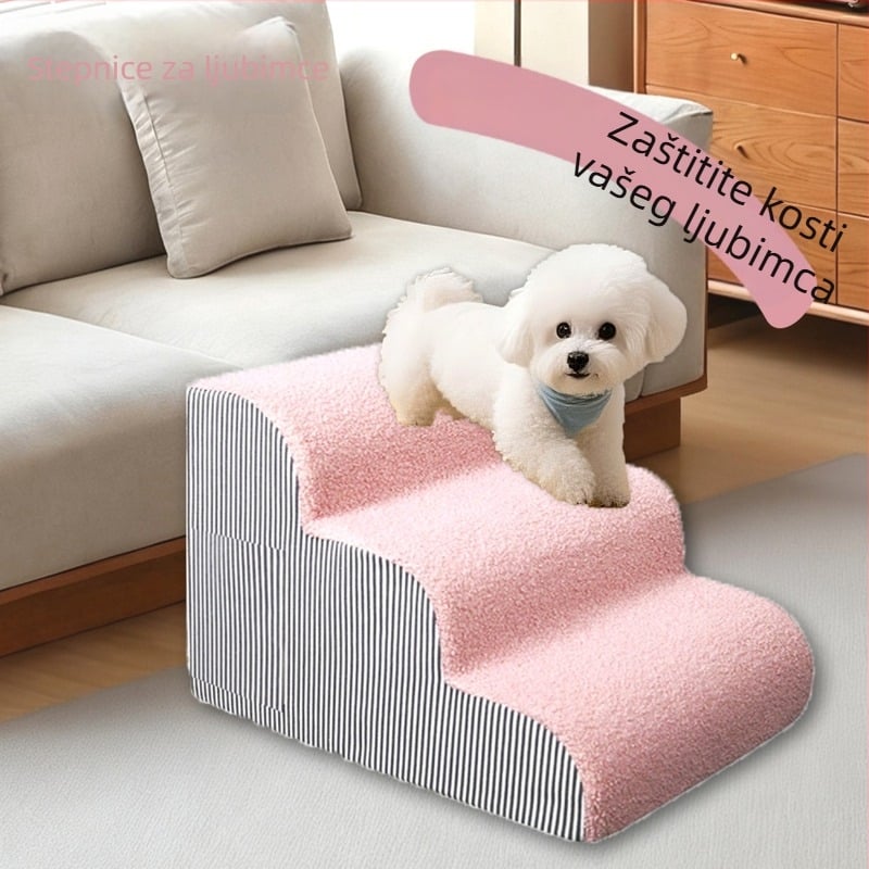 Pasje stepenice uz krevet – velur, uklonjive i perive, rampa za kućne ljubimce