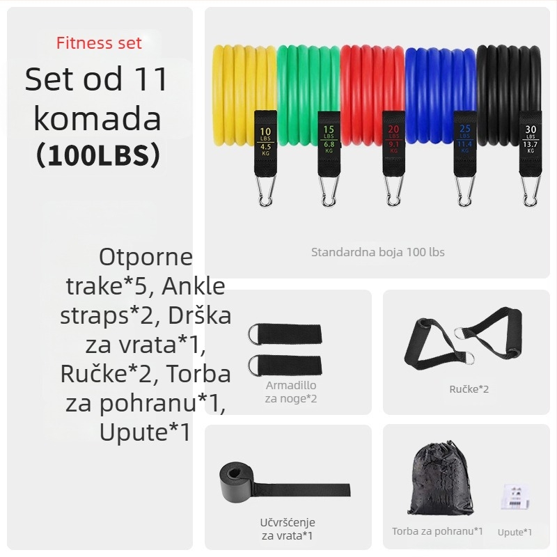 Asahi Ken set za vuču – TPE fitness otporna užad, napetost 150 lb, paket 30 komada, za odrasle