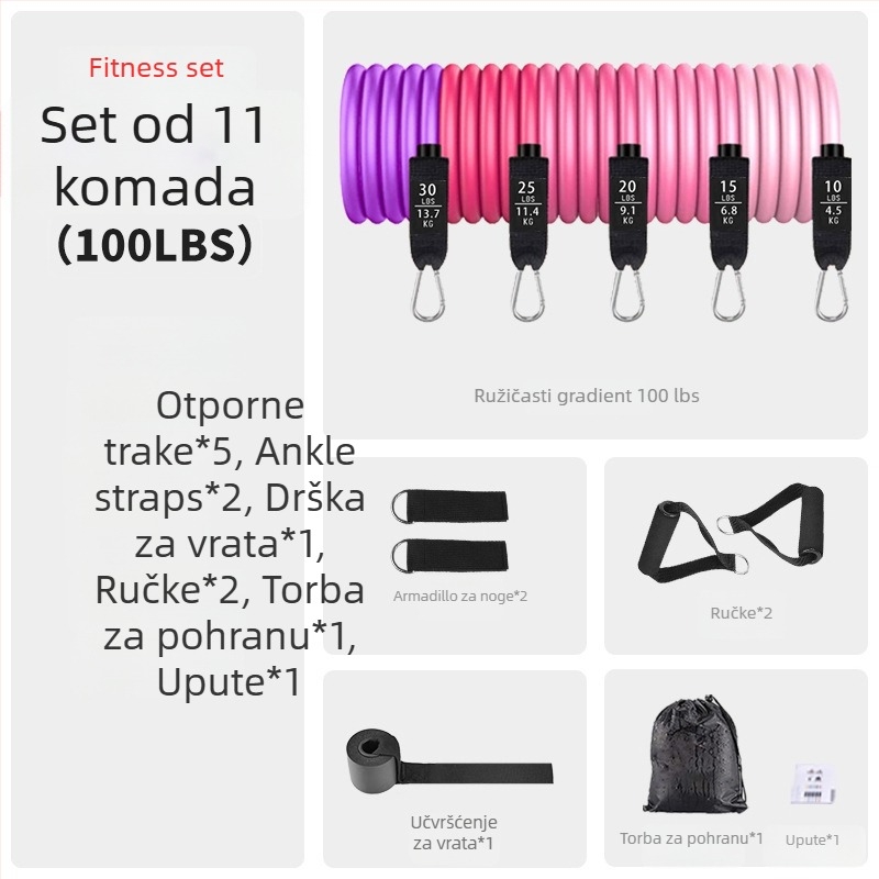 Asahi Ken set za vuču – TPE fitness otporna užad, napetost 150 lb, paket 30 komada, za odrasle