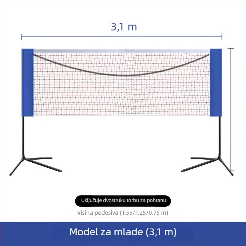Stalak za mrežu za badminton, sklopivi i prijenosni dizajn, Mingqi Sports, prilagođavanje dostupno, pogodno za stolni tenis i badminton, dopušta privatne marke