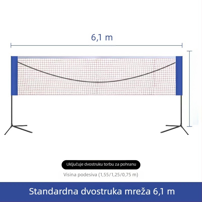 Stalak za mrežu za badminton, sklopivi i prijenosni dizajn, Mingqi Sports, prilagođavanje dostupno, pogodno za stolni tenis i badminton, dopušta privatne marke