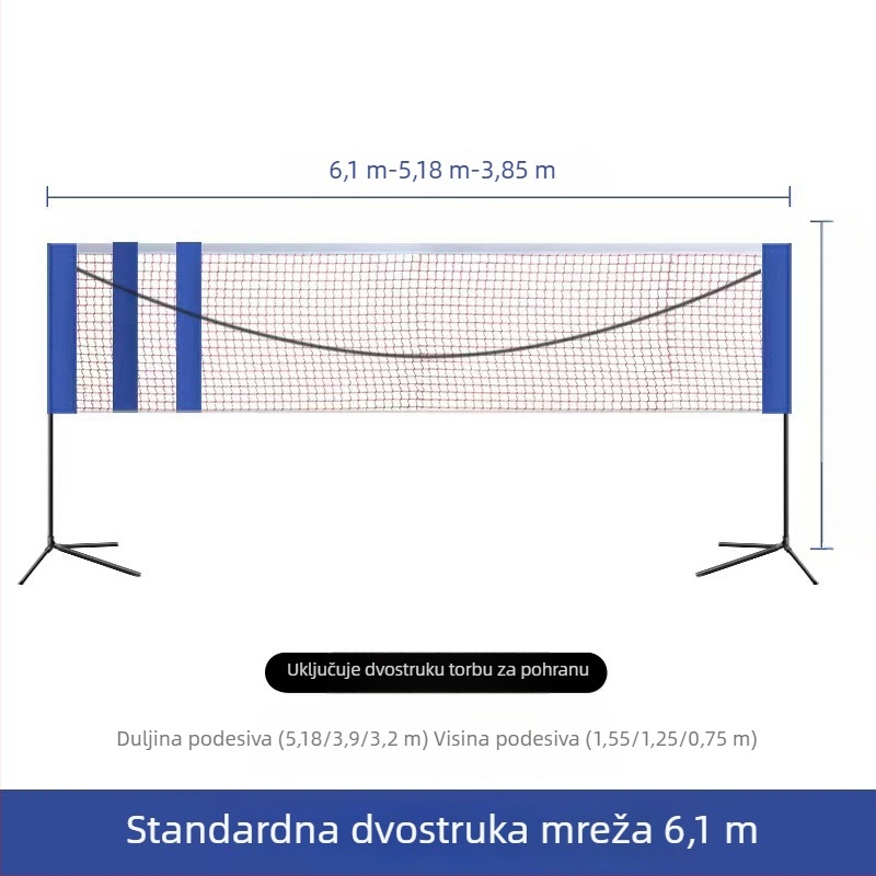 Stalak za mrežu za badminton, sklopivi i prijenosni dizajn, Mingqi Sports, prilagođavanje dostupno, pogodno za stolni tenis i badminton, dopušta privatne marke