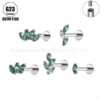 Titanijeva legura, Moss agat kamen, oblik konjskog oka, nosni prsten i set naznih piercing nakita implant-grade