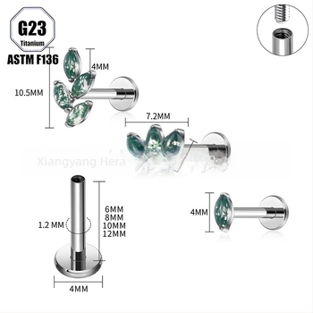 Titanijeva legura, Moss agat kamen, oblik konjskog oka, nosni prsten i set naznih piercing nakita implant-grade