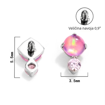 Naušnice od titanijske legure G23, Nebula Opal Aurora, geometrijski oblik, polirane, visoke klase