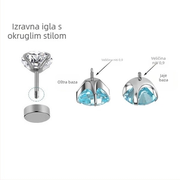 Naušnice od F136 titanijskog legura | Ružičasto rezanje u geometrijskom obliku s cirkonom | Ušni vijak od titana | Vilinski stil | Unisex