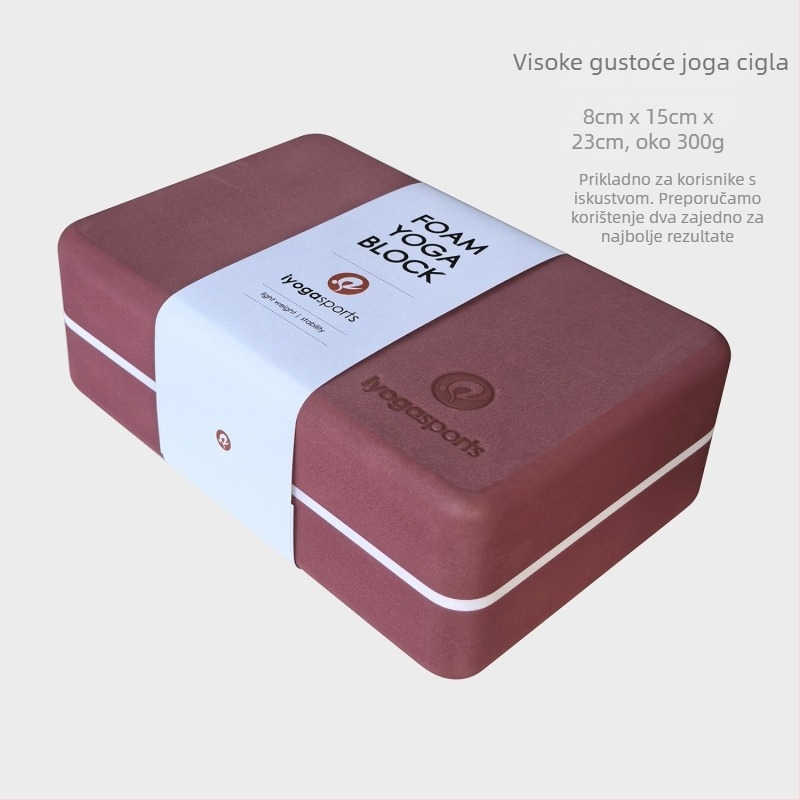 IyogaSports blok za jogu - EVA blok visoke gustoće s zaobljenim kutovima, profesionalna klasa, 300 g