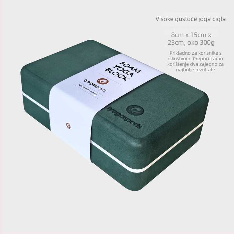 IyogaSports blok za jogu - EVA blok visoke gustoće s zaobljenim kutovima, profesionalna klasa, 300 g
