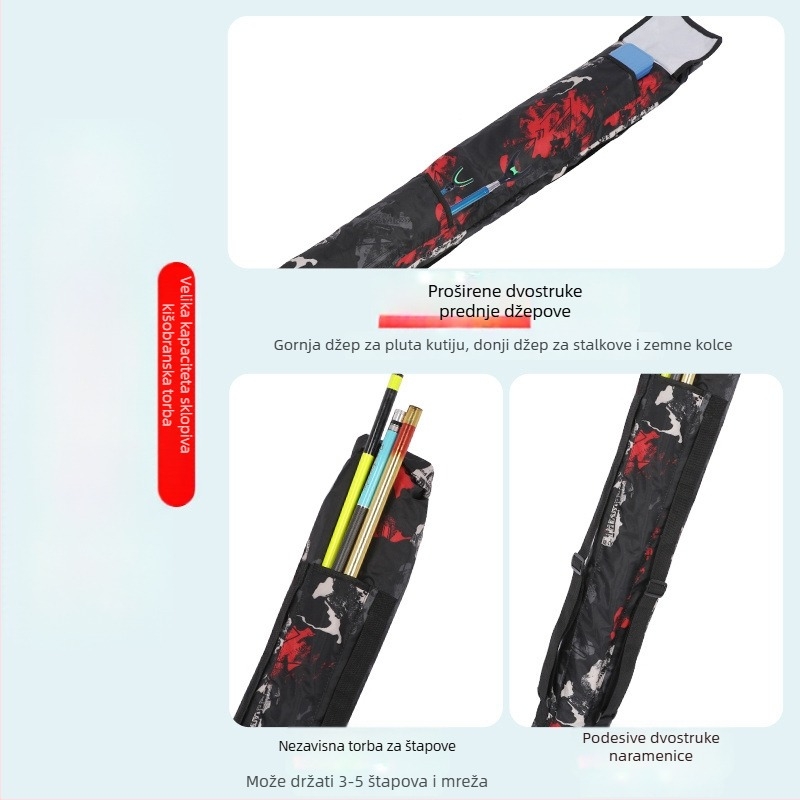 Torba preko ramena za štap za ribolov i kišu, PVC materijal, sklopiva i prijenosna