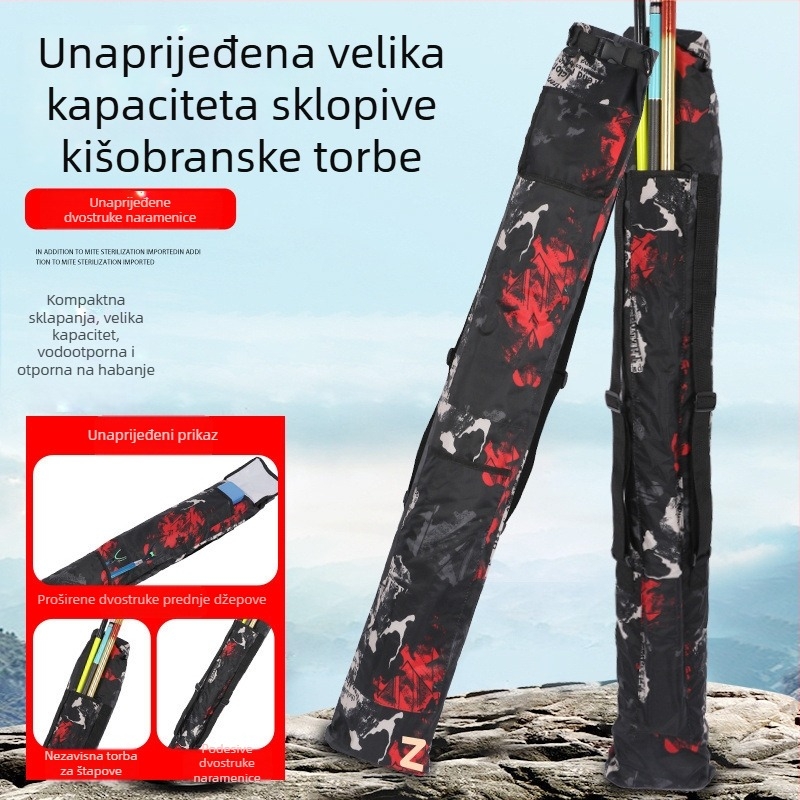 Torba preko ramena za štap za ribolov i kišu, PVC materijal, sklopiva i prijenosna