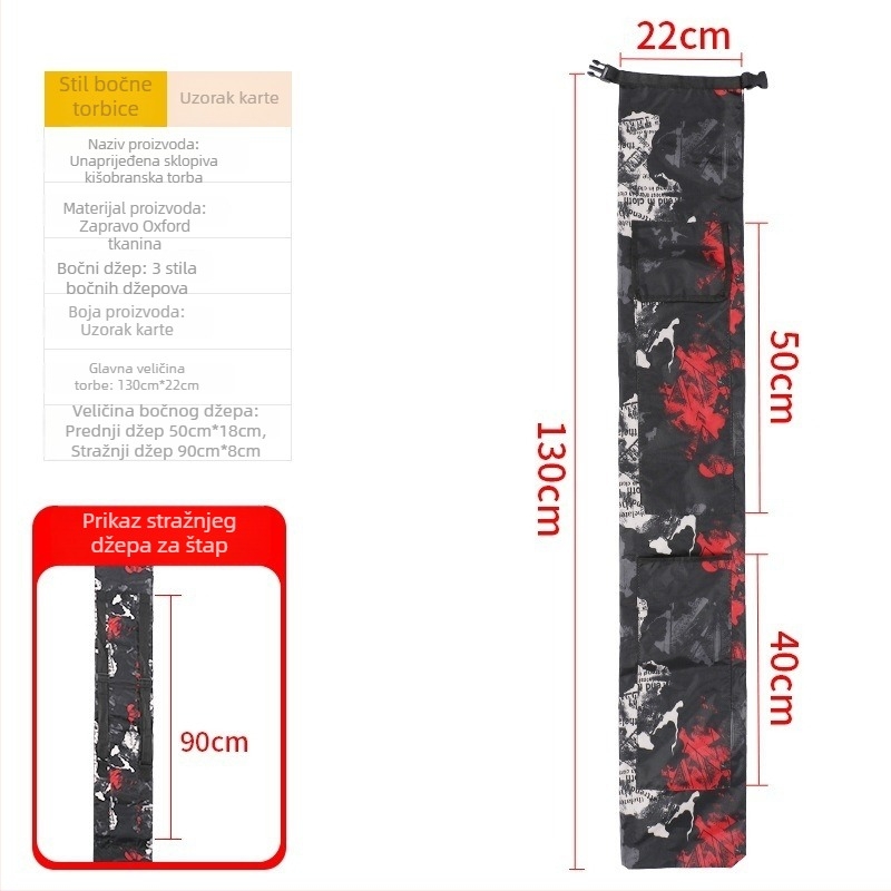 Torba preko ramena za štap za ribolov i kišu, PVC materijal, sklopiva i prijenosna