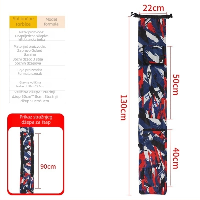 Torba preko ramena za štap za ribolov i kišu, PVC materijal, sklopiva i prijenosna