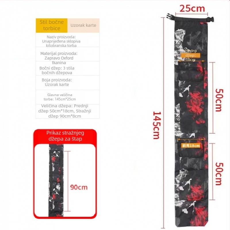 Torba preko ramena za štap za ribolov i kišu, PVC materijal, sklopiva i prijenosna