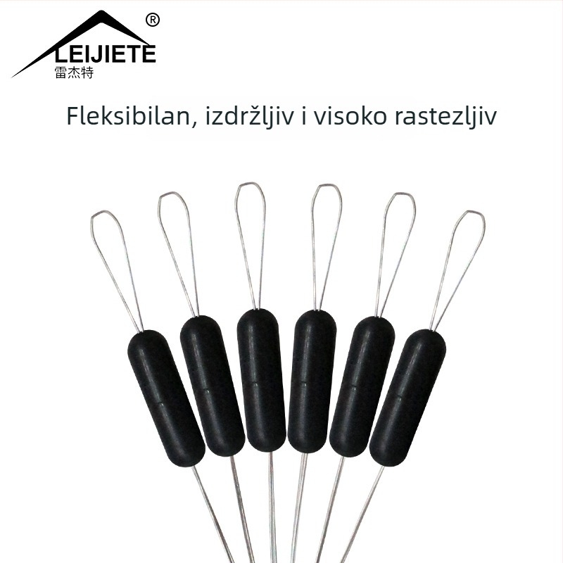 Crne gumene cilindrične perle za ribolov, set od 100 komada, visoka preciznost