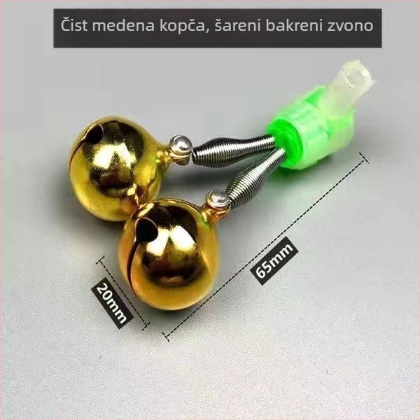 Zvonac za morski ribolov na štapu s osvjetljenjem i alarmom protiv ispadanja – dvostruki zvon, metal, Wenxing