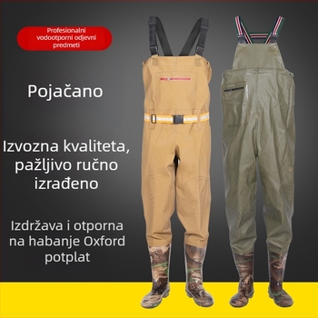 Unisex vodootporni ribolovni kombinezon s kišnim hlačama i vodnim cipelama — otporan na habanje, antistatičan, otporan na kiseline i lužine, PVC tkanina