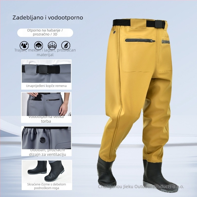 Ribolovna vodootporna kombinacija do struka s cipelama – lagana, UV zaštita, otporna na vjetar, otporna na habanje, odvodi vlagu, tkanina od kemijskih vlakana, za muškarce