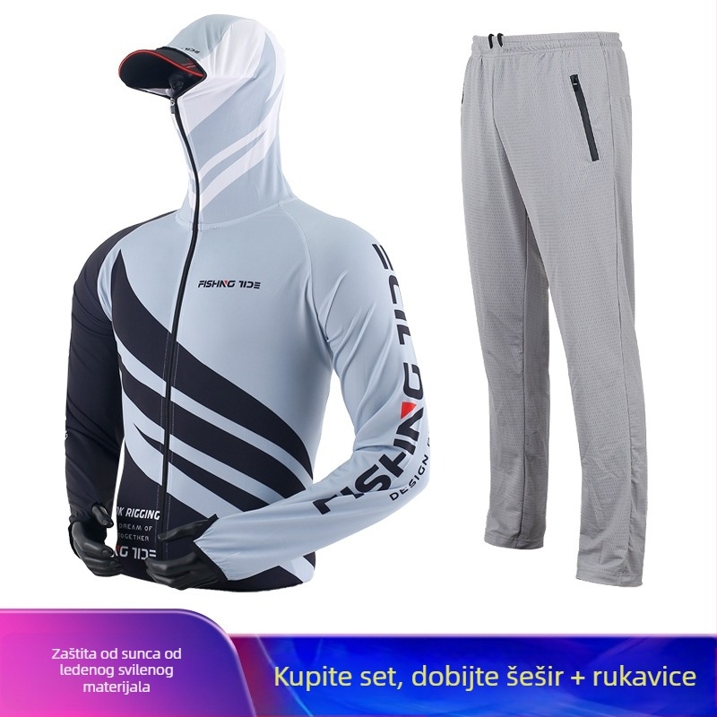 Unisex ribičko odijelo s UV zaštitom, od led silke tkanine, prozračno, brzo se suši, protiv komaraca, za outdoor ribolov.
