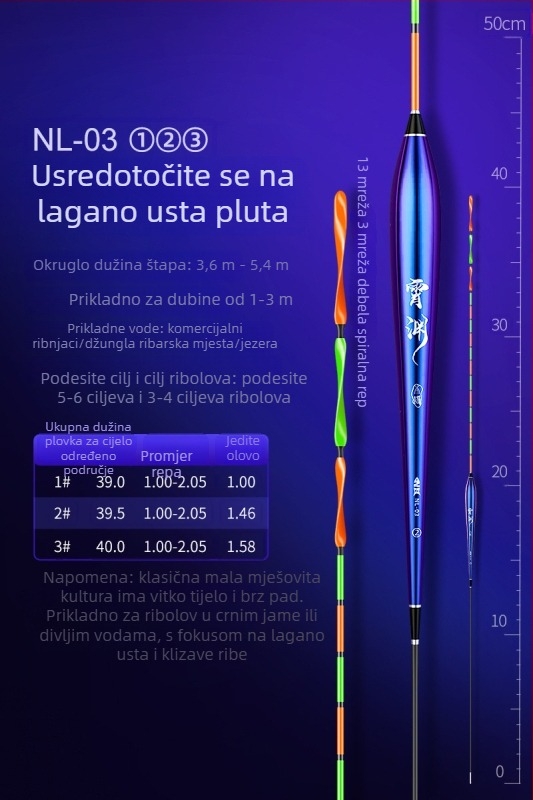 Benno vertikalni plovak za ribolov – visoka osjetljivost, plitka voda, za karasa