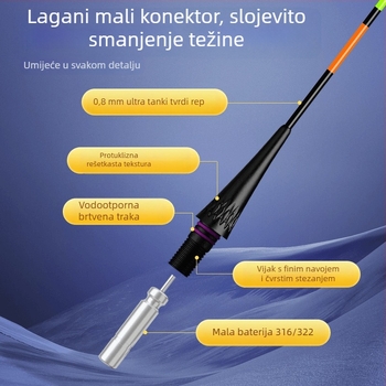 LED osvijetljeni elektronički plutač s indikatorom zabačaja i promjenom boje, 316 baterija, visoka osjetljivost za ribolov šarana