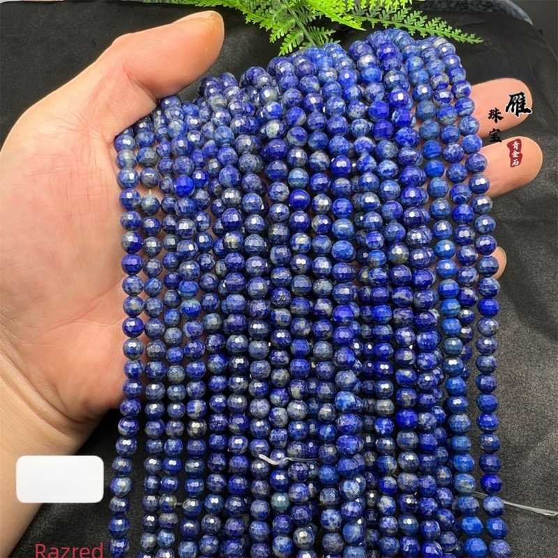 Perle od lapis lazuli, 128-facetiranih nogometnog oblika, okrugle, polugotove DIY perle