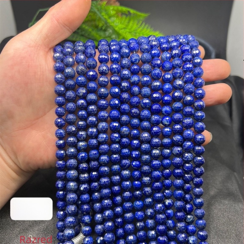 Perle od lapis lazuli, 128-facetiranih nogometnog oblika, okrugle, polugotove DIY perle