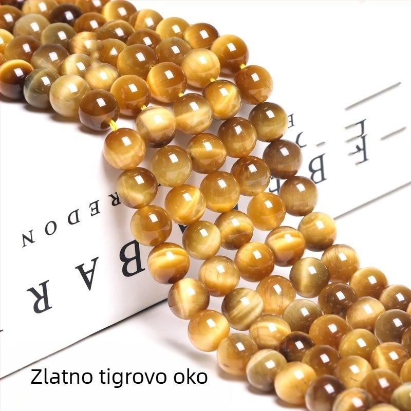 7A prirodne žute tigrovo oko perle, višebojne okrugle labave perle za izradu nakita (poluproizvod) – materijal za narukvice i ogrlice