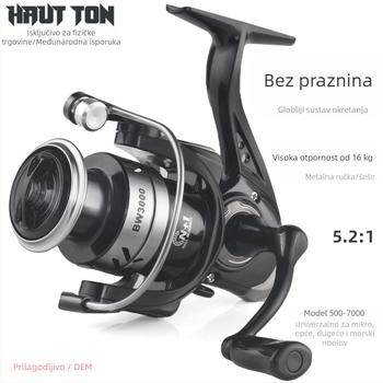 HAUT TON/HORTON spinning kolut za ribolov — omjer prijenosa 5.2:1, pakiranje 40 kom., licencirana privatna marka