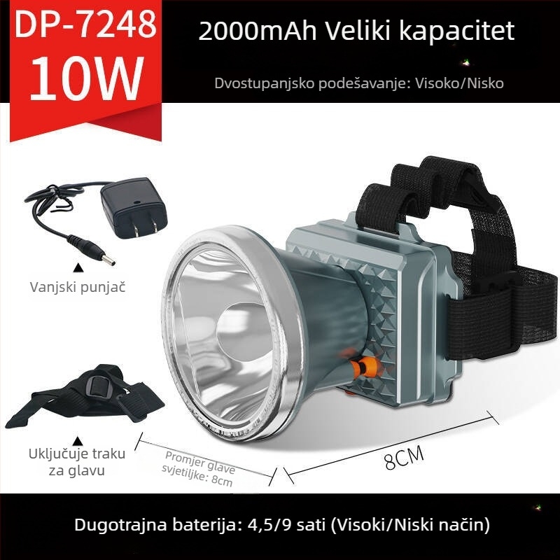 LED punjiva čelna svjetiljka za vanjsku upotrebu – domet 100–200 m, trajanje osvjetljenja 5–9 h
