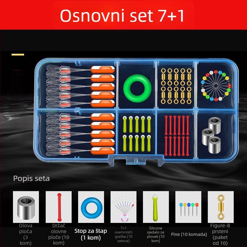 Set opreme za karp ribolov — komplet kuki, olovne manšete, space beans, debela najlonska linija