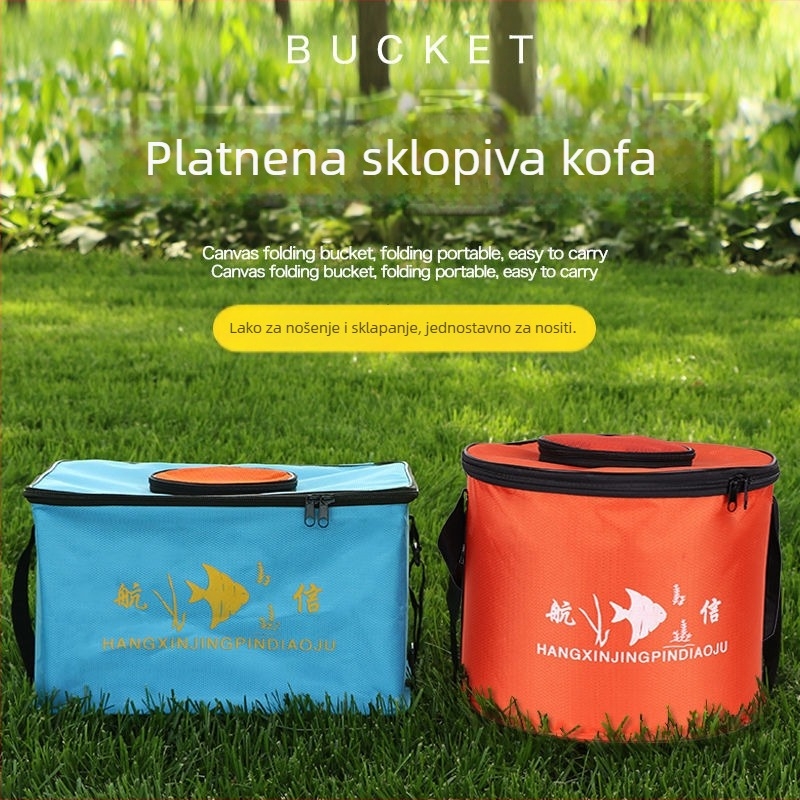 Sklopivi vodeni tank za ribu s poklopcem, prenosni posuda za žive ribe, ribolovna oprema u platnenoj kutiji (Materijal: Drugo; Bruto težina: Druga)
