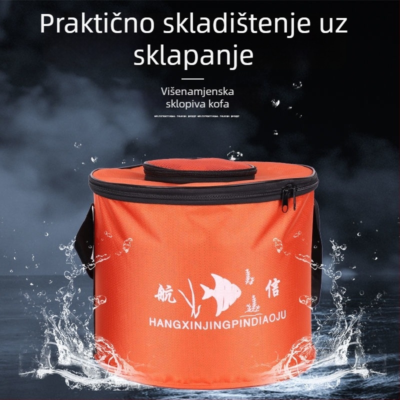 Sklopivi vodeni tank za ribu s poklopcem, prenosni posuda za žive ribe, ribolovna oprema u platnenoj kutiji (Materijal: Drugo; Bruto težina: Druga)